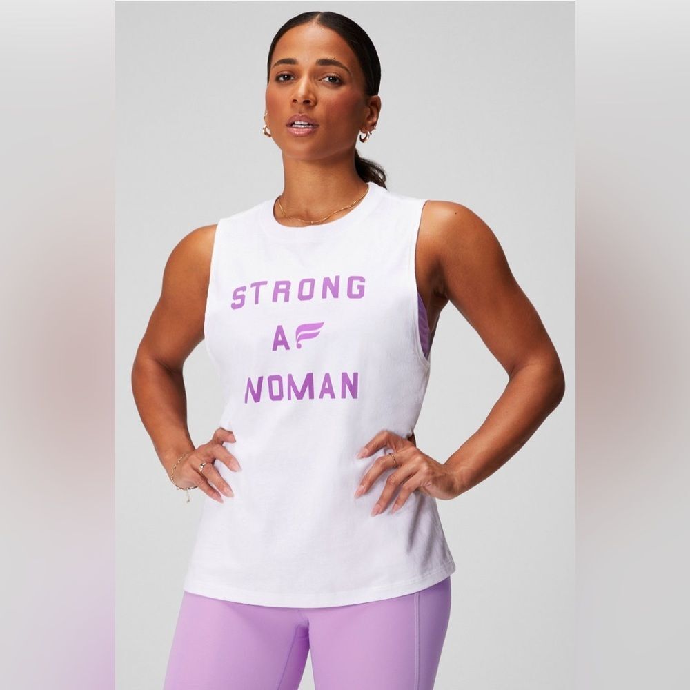 Fabletics International Womenβs Day Muscle Tee Tank Size Medium NWOT